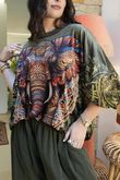 Lomi Mandala Stretch Velour Sweatshirt Olive